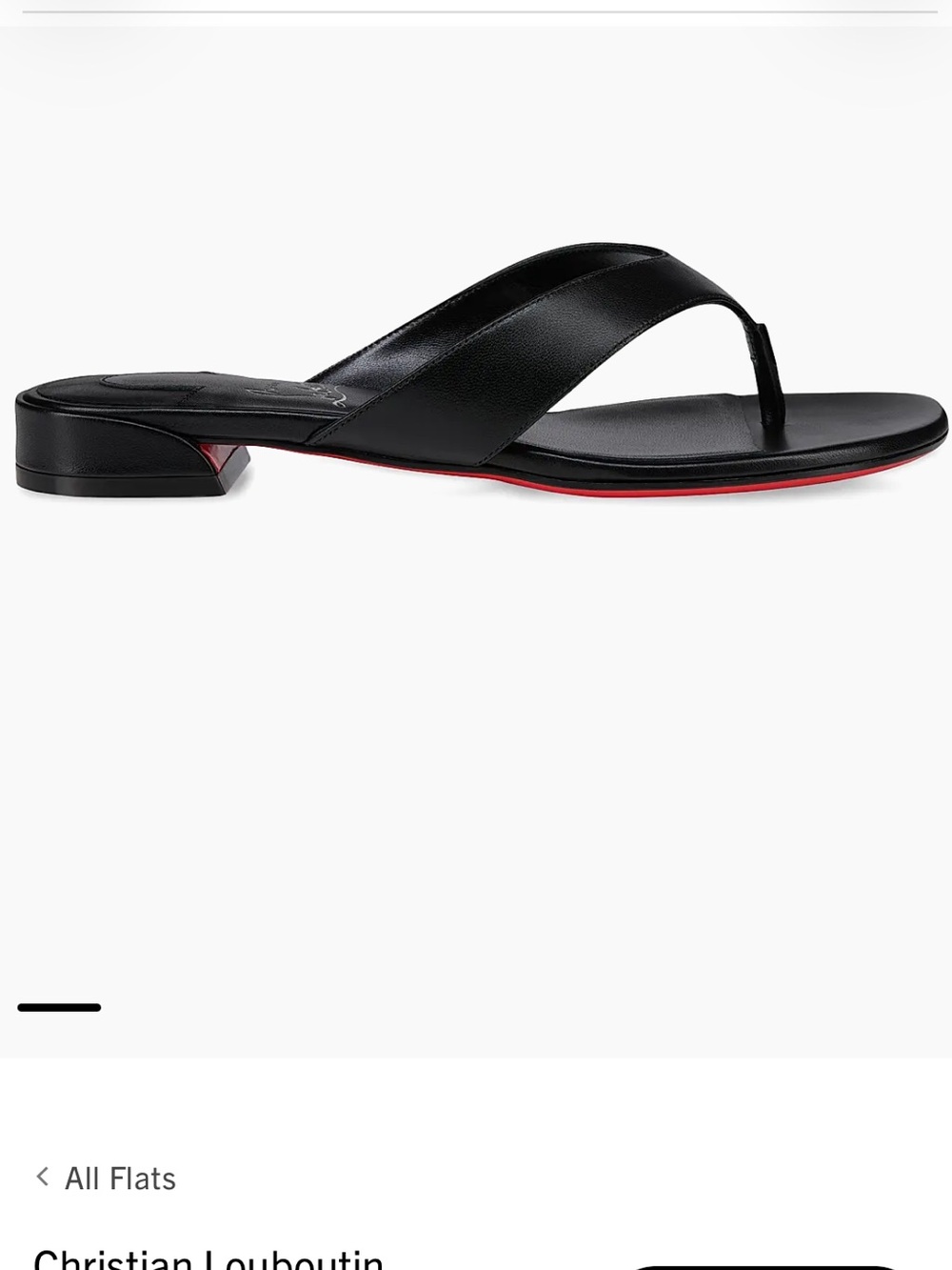 Christian Louboutin Black Leather Thong Sandals with Red Sole